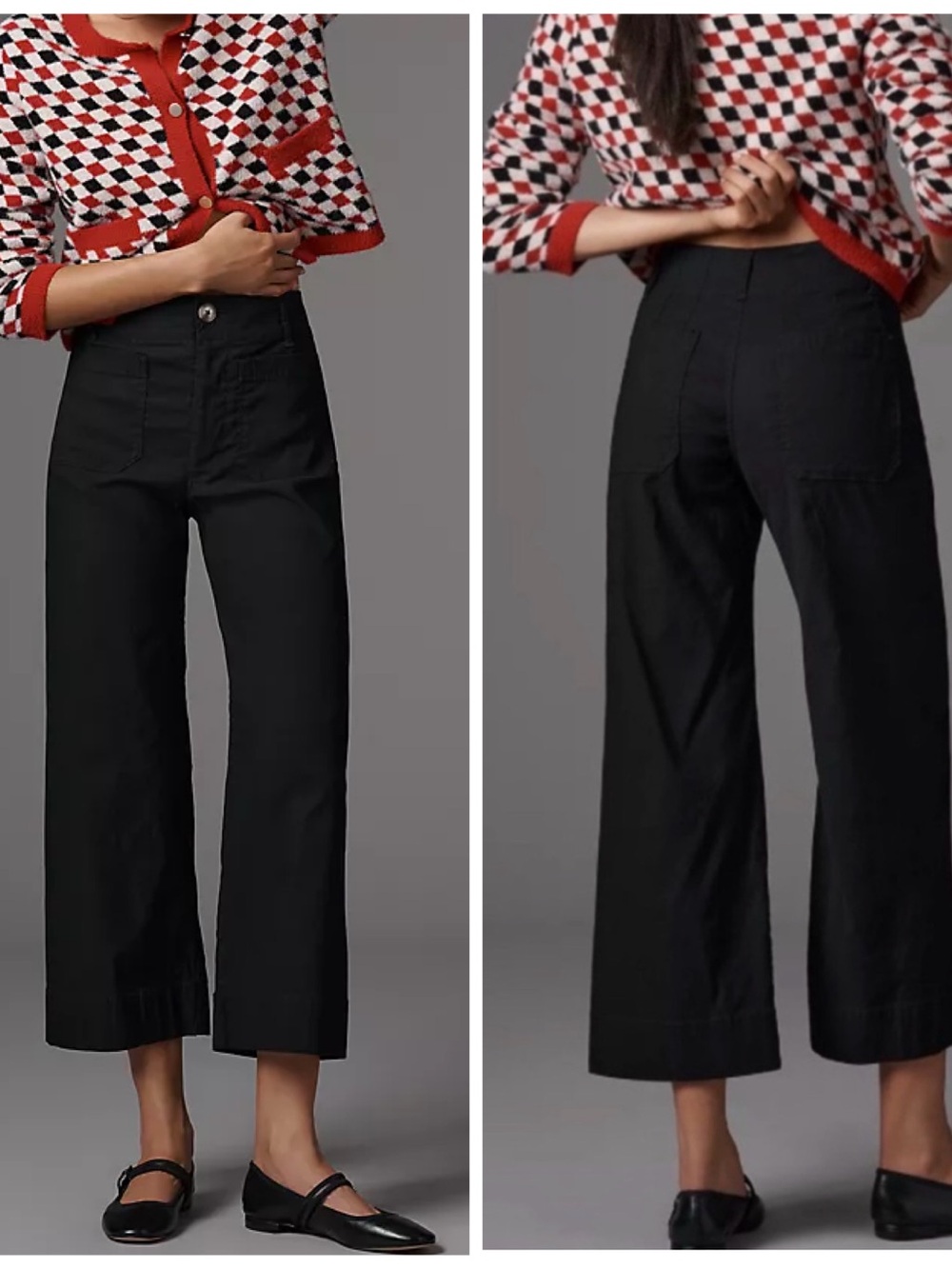 Maeve The Colette High Rise Wide Leg Pants Magic Fabric Size 31 Black OB1364733